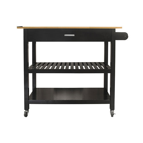 Lockable Rubber Wood Top Mobile Kitchen Island