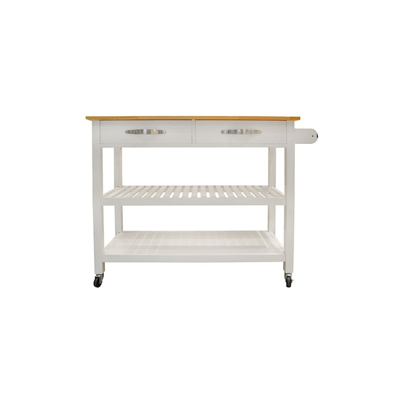 Lockable Rubber Wood Top Mobile Kitchen Island