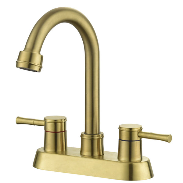 Brushed Gold 4" 2-Handle Centerset Bathroom Faucet