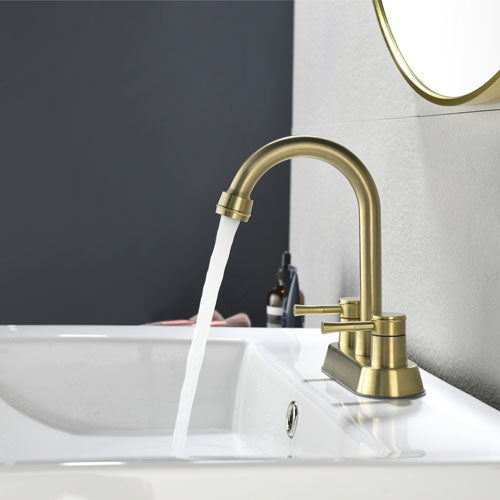 Brushed Gold 4" 2-Handle Centerset Bathroom Faucet