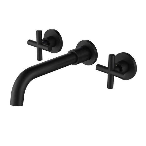 Wall Mounted Bathroom Sink Faucet (Black)