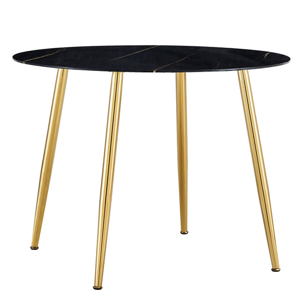 Modern Minimalist Round Marble Coffee Table w/ Gold Legs 40"