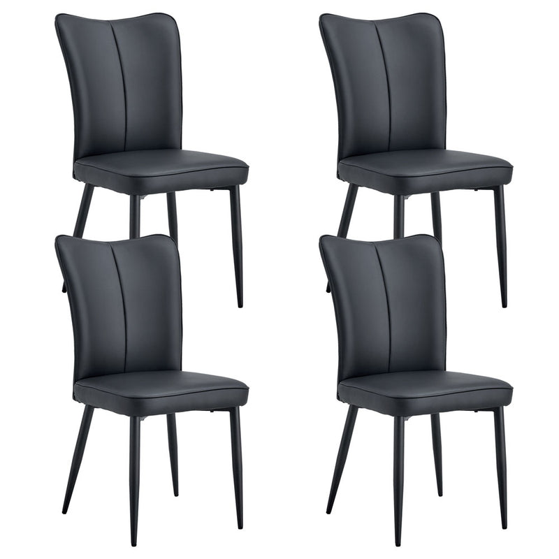 Curved Back Dining Chairs with Metal Base 4pcs (Black)