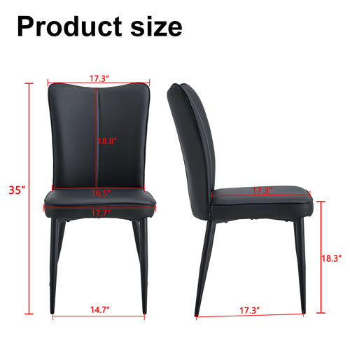 Curved Back Dining Chairs with Metal Base 4pcs (Black)