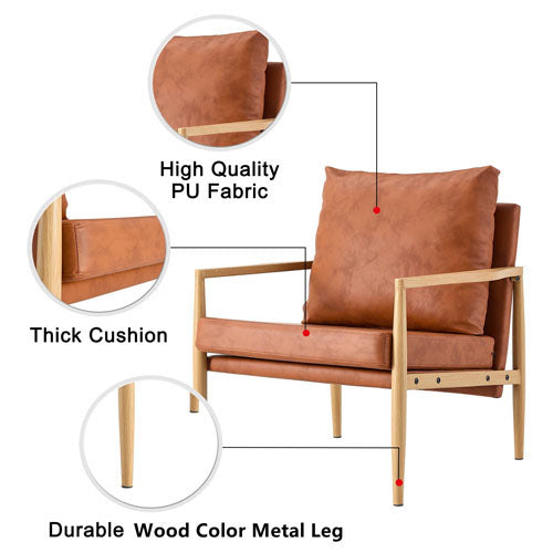 Comfortable Ergonomic Single Lounge Side Chair (Brown)