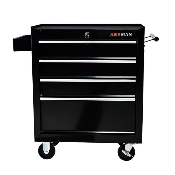 4-Drawer Tool Cart with Wheels (Black)