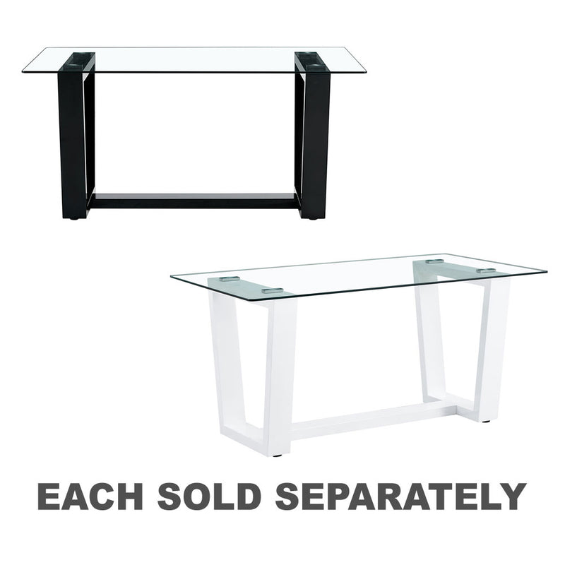 Rectangular Glass Tabletop with Trapezoid Bracket