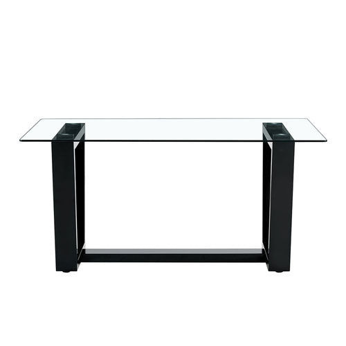 Rectangular Glass Tabletop with Trapezoid Bracket