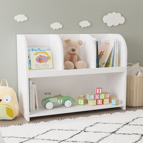 4 Compartment Children's Bookcase & Playroom Storage (White)