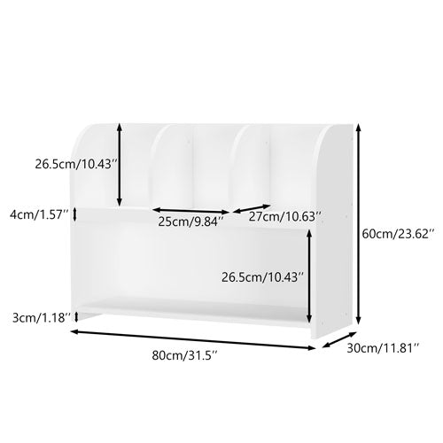 4 Compartment Children's Bookcase & Playroom Storage (White)