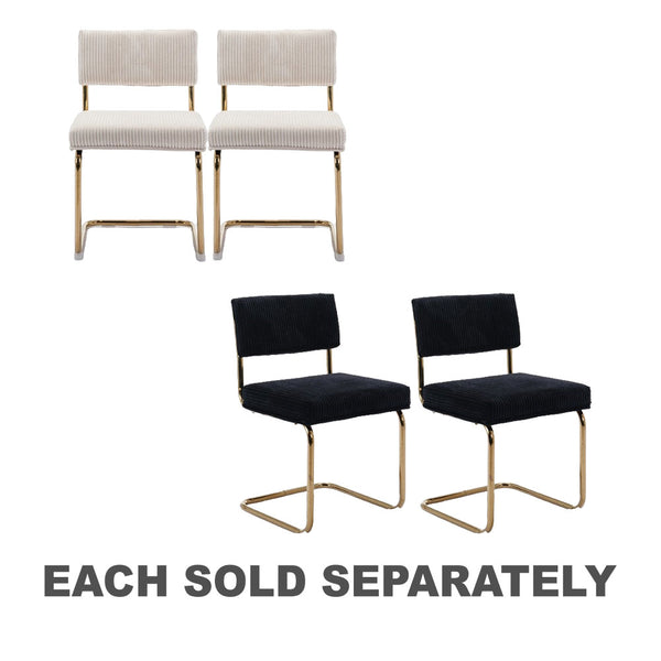 Modern Dining Chairs in Corduroy Fabric (Set of 2)