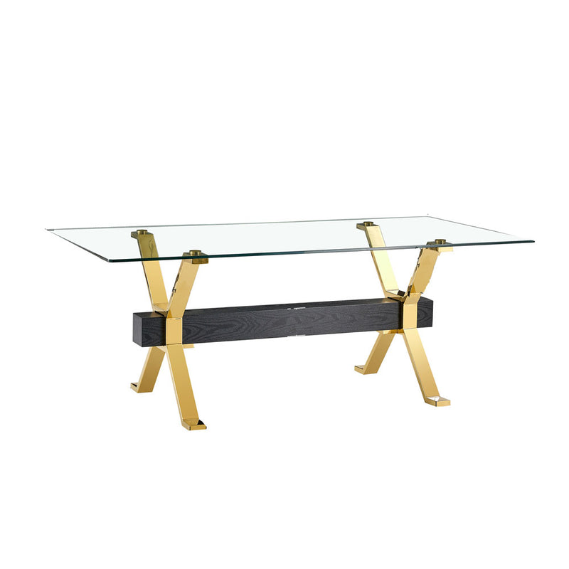 Mesa de vidrio cromado de oro de lujo moderno