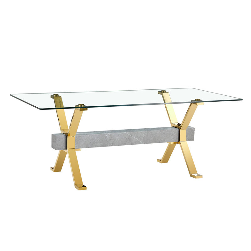 Modern Luxury Gold Chrome Plated Glass Table