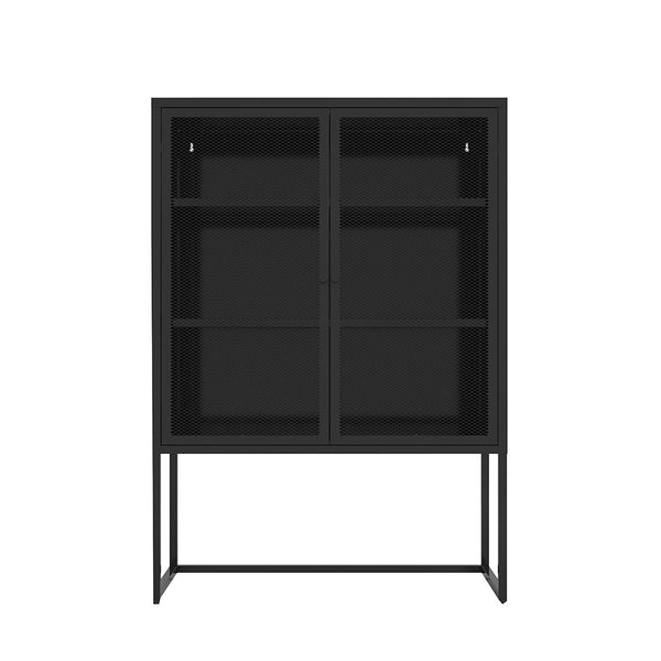 Free Standing Black Modern Accent Storage Cabinet w/ Doors