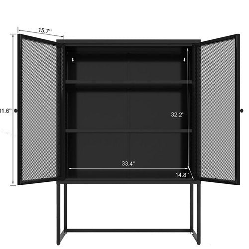 Free Standing Black Modern Accent Storage Cabinet w/ Doors