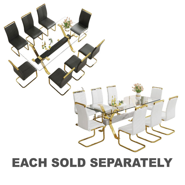 Modern Tempered Glass Table & 8 Dining Chair