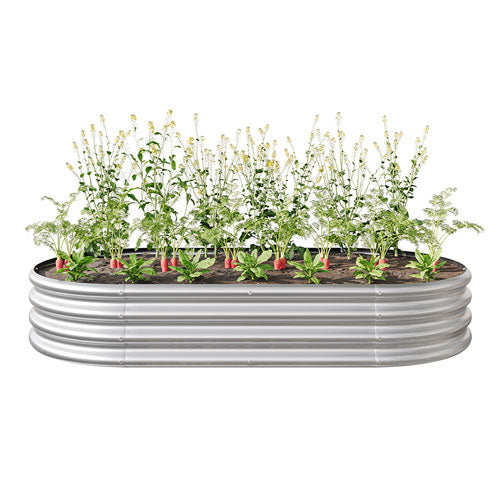 Metal Garden Herbs and Vegetable Planter (Silver)