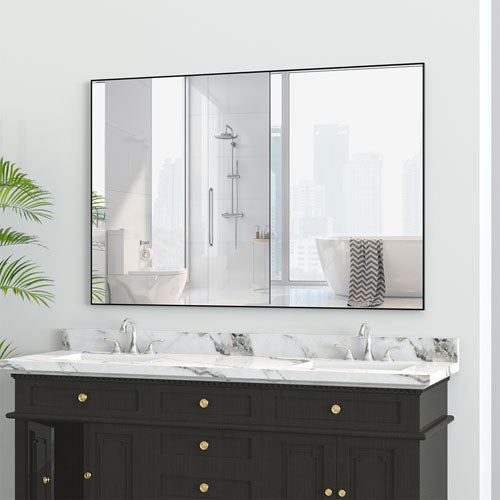 Modern Rectangle Mirror with Black Frame (48x32")