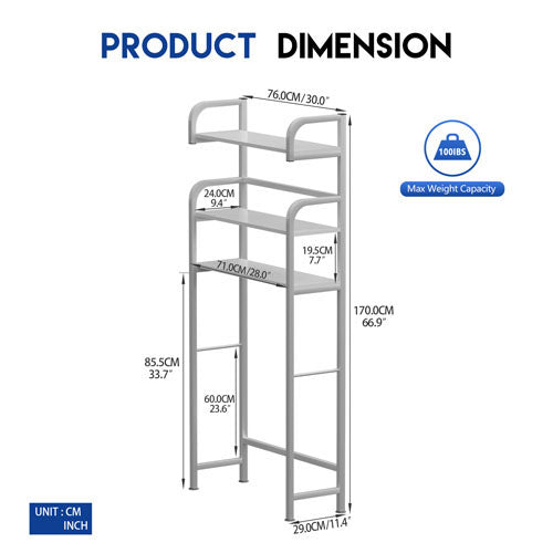 Over the Toilet Bathroom Storage Shelf (Cream White)