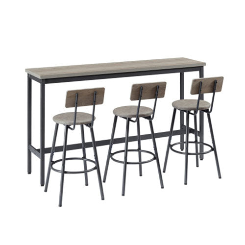 Industrial Bar Table Set with 3 Stools