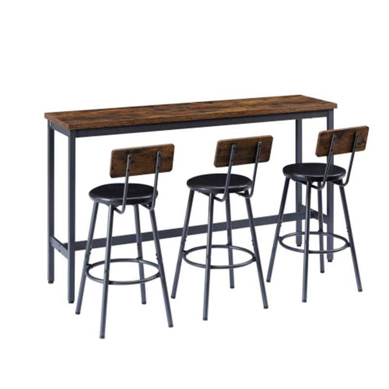 Industrial Bar Table Set with 3 Stools