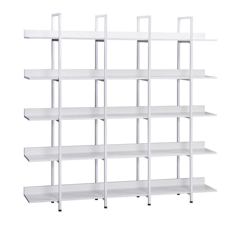 5-Tier Vintage Industrial Bookcase (White)