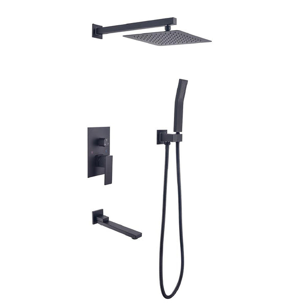 Bathroom Luxury Rain Mixer Shower Combo Set (Black)