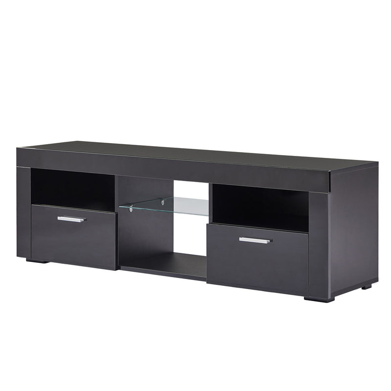 Modern TV High Gloss Organizing Cabinet w/ LED Light (Black)