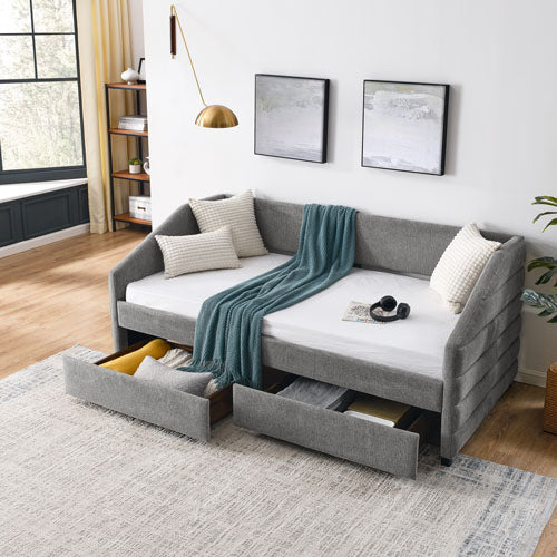 Twin Size Daybed with Two Drawers (Grey)