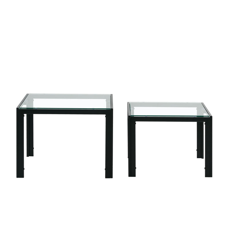 Modern Glass Nesting Coffee Table Set 2pcs