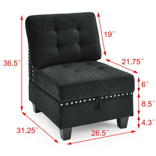 Single Chair for L Shape Sofa (Black)