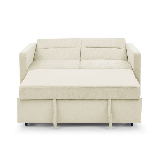 Velvet Sofa Bed w/ Adjustable Backrest & Foam Cushion