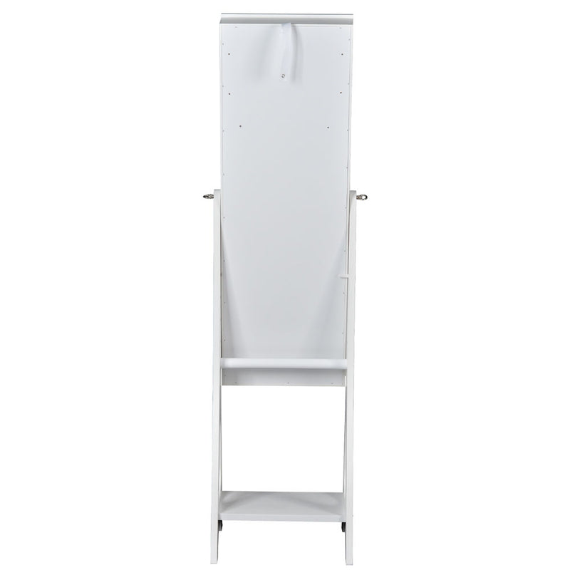 Full Length Body Mirror with Jewelry Cabinet (White)