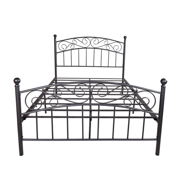 Heavy Duty Platform Bedframe with Vintage Head and Footboard