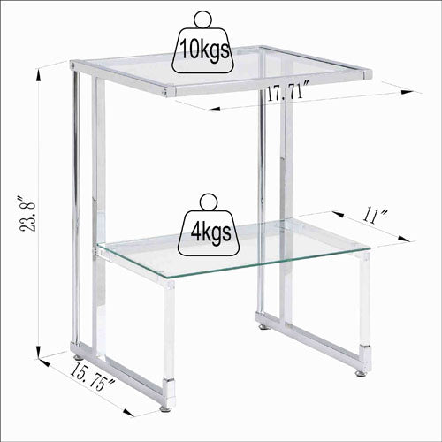 L-Shape 2-Tier Acrylic Glass End Table