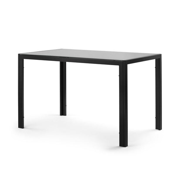 4-Seater Heavy Duty Minimalist Glass Top Dining Table (Blck)