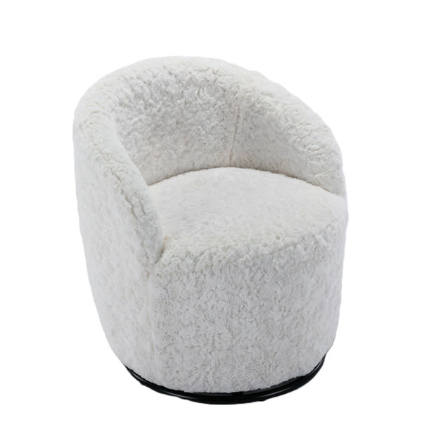 Compact Velvet Swivel Barrel Chair w/ Black Coating (Grey)