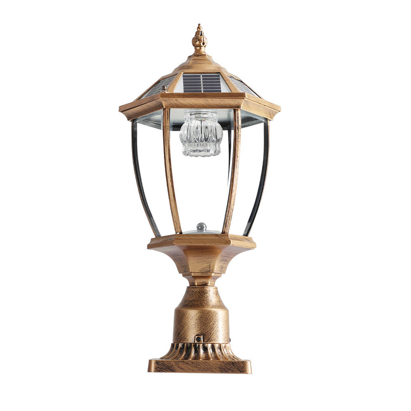 Retro Gold Dimmable Solar LED Column Headlights