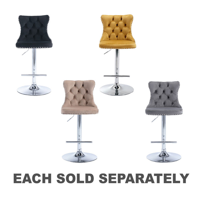 Tufted Velvet Armless Bar Stools w/ Chrome Details