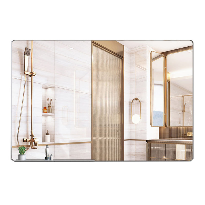 Wall Mirror with Removable Tray & Silver Frame (72x48")