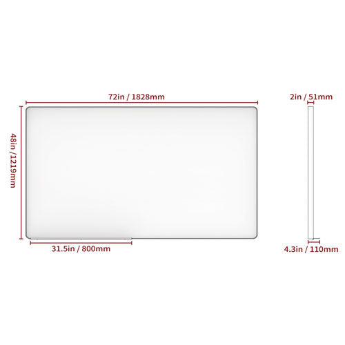 Wall Mirror with Removable Tray & Silver Frame (72x48")