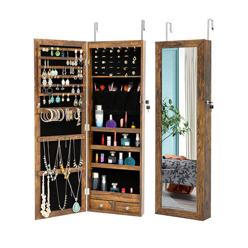 Wall Hanging Jewelry Mirror Cabinet with LED