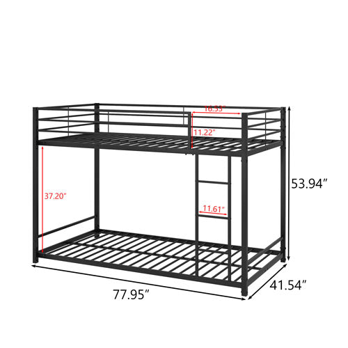 Twin Sized Full Metal Bunk Bedframe w/ Ladder & Safety Rail