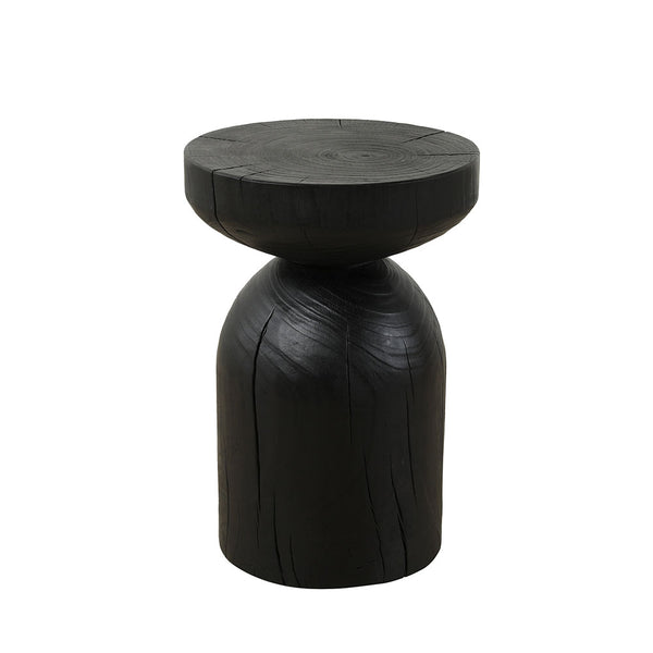 High Solid Pine Wood Round Accent Table 17.7" (Black)