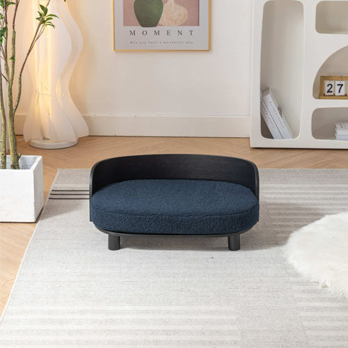 Elevated Dog Bed with Velvet Cushion (Black)