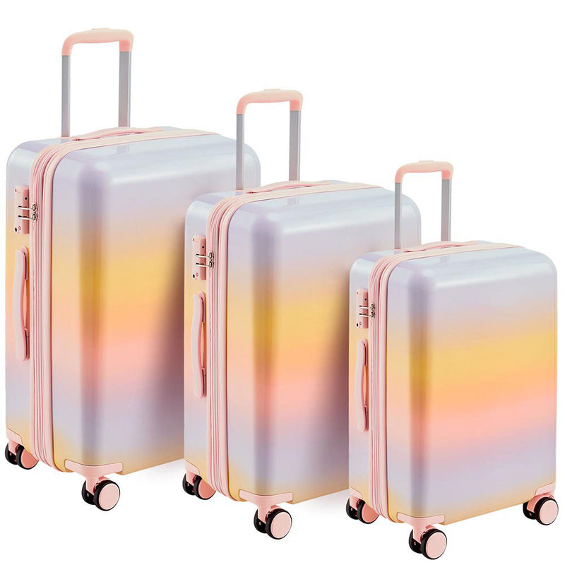 3-Piece Hard-shell PC Luggage Sets w/ TSA Lock