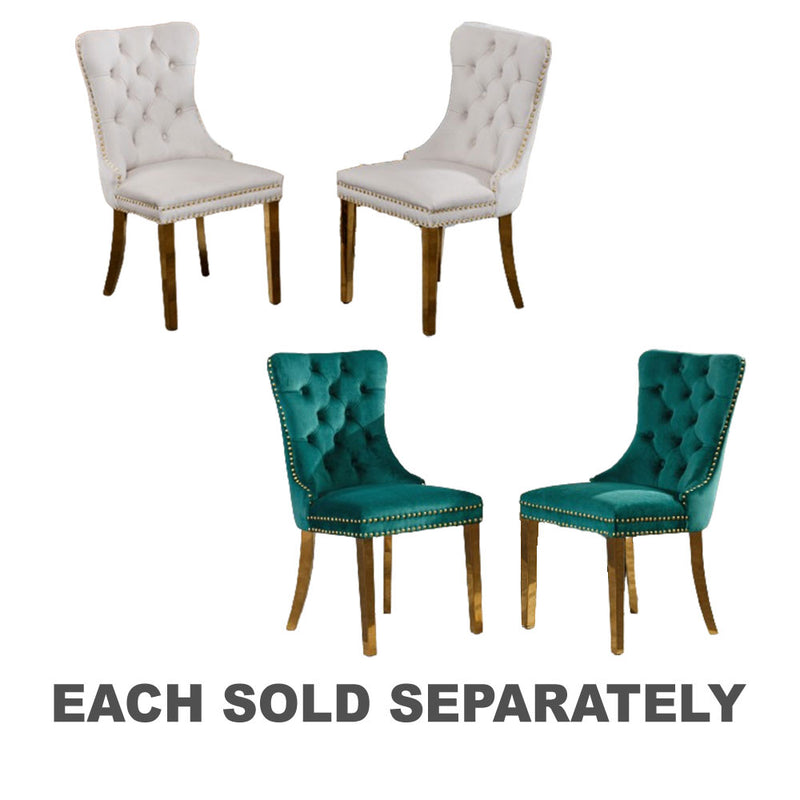 Tufted Velvet Chair with Stainless Golden Legs 2pcs