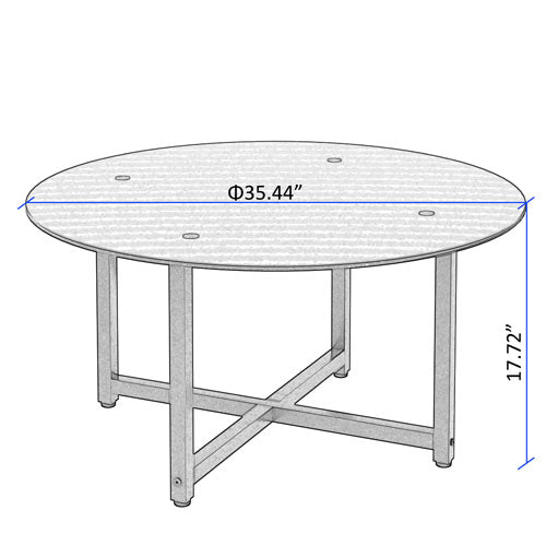 Modern Design Round Clear Glass Coffee Table 35.5'' (Black)