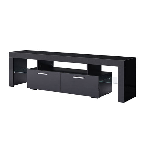 High Glossy Front TV Stand with Drawers & LED Light