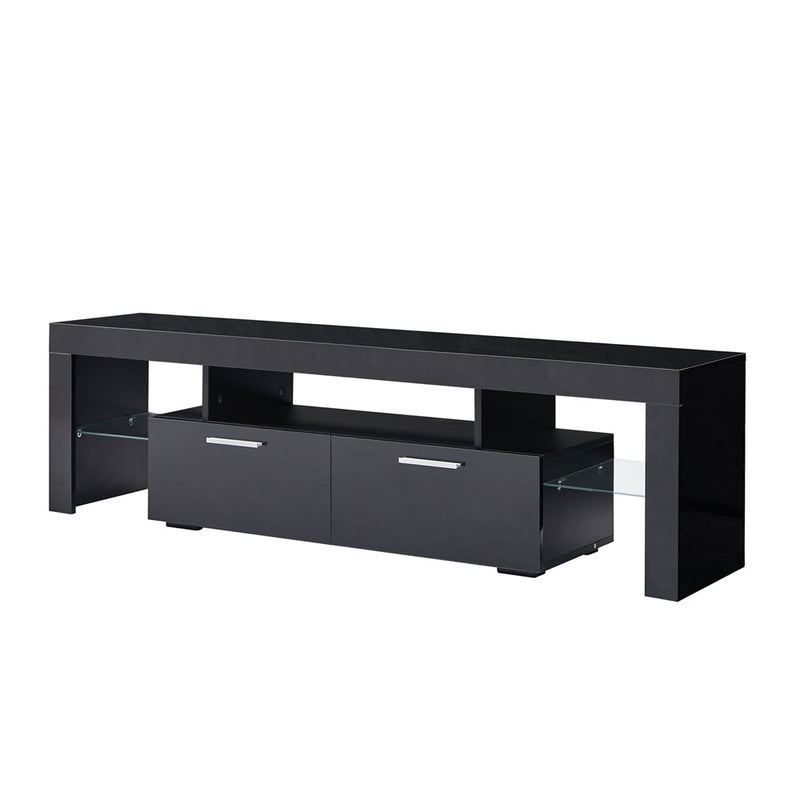 High Glossy Front TV Stand with Drawers & LED Light